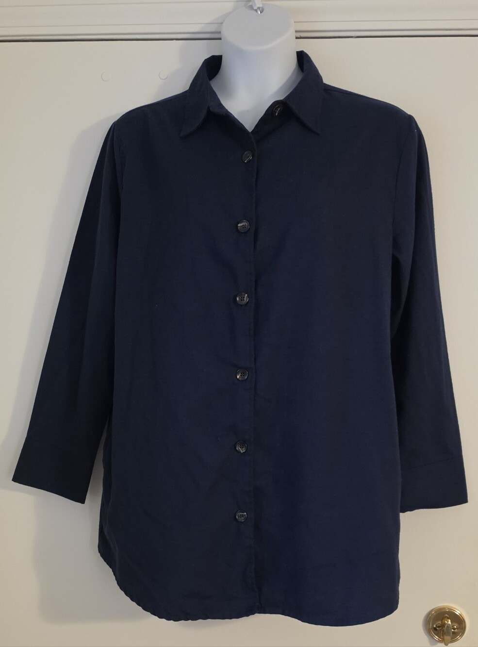 LuLaRoe XL 2X Abigail Oversized Navy Blue Shacket Flannel Shirt Jacket EUC - Picture 2 of 12